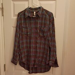 Ladies Plaid Button-Up Shirt by Pilcro